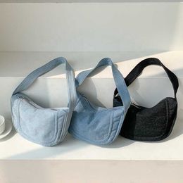 HBP Non-tout nouveau coréen de haute qualité Denim tissu sac à bandoulière aspect niveau boulette toile main Simple bleu clair