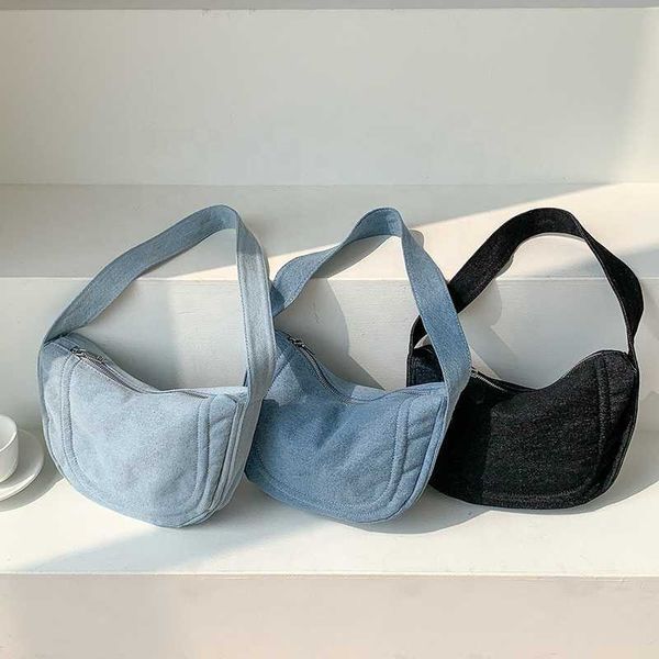 HBP Non-tout nouveau coréen de haute qualité Denim tissu sac à bandoulière aspect niveau boulette toile main Simple bleu clair