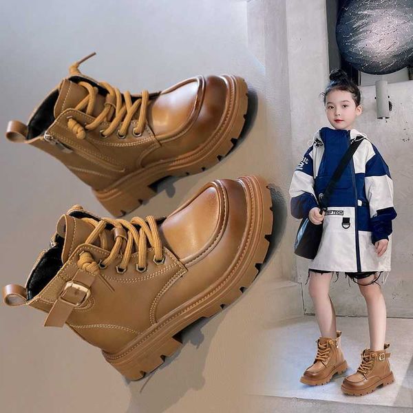 HBP No estrenar Zapatos de Invierno para niños Botas Impermeables de Cuero PU Botas de Nieve para niños Zapatos de Marca para niñas y niños Botas de Moda para niños