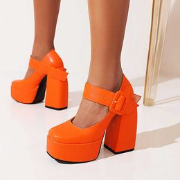 HBP Non-Marque Orange Zapatos De Plataforma De Las Mujeres Sandale Chaussures Sexy Chunky Plateforme Talons pour Femmes