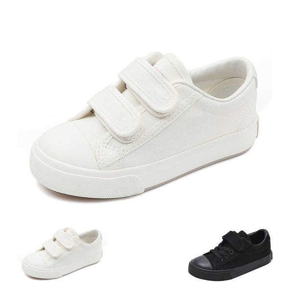 HBP Non-Brand Zapatillas de Lona Informales Blancas y Negras Lisas para niños Zapatos de Escuela Primaria para niños