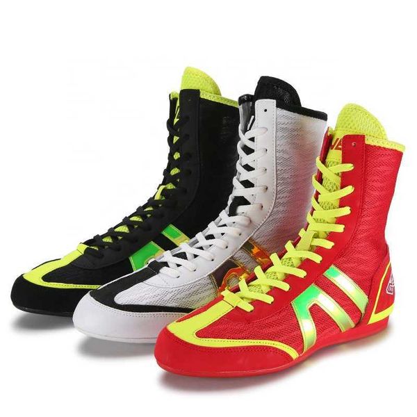 HBP Non-Brand Professional High Top Transpirable Antideslizante Botas de Boxeo para Hombre Productos Zapatos Lucha Libre