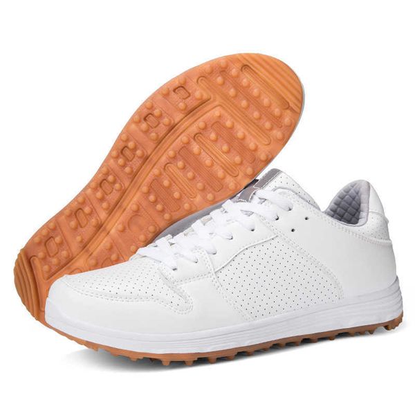 HBP Zapatos de golf para hombre con suela de material MD + TPU superior de cuero sintético con cordones profesionales sin marca