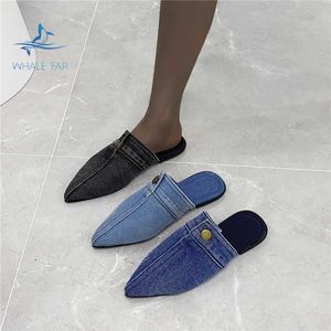 HBP Niet-merk Klaar om high fashion boetiek trendy denim jeans dames dames platte pantoffels puntige schoenen te verzenden