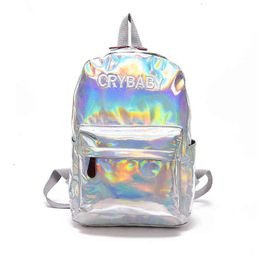 HBP Non-Brand Special Price Solid Color PU Laser Backpack Dames Trend Versatiele reiszak College Style Middle School Student Schoolb