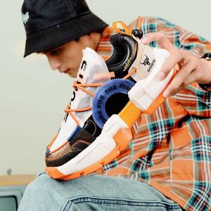 HBP Non-Merk Zomer Ademend Oranje Casual Sneakers Heren Hiphop Loopschoenen Sport Heren Outdoor Trainer Sneakers Heren Zapato Hombre