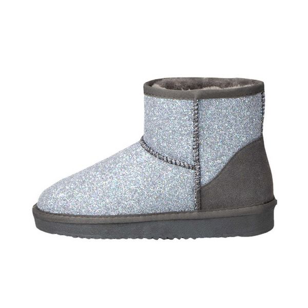 HBP Non-Brand Venta al por mayor Diseño de lujo Botas de nieve de cuero genuino Invierno para mujer Brillo brillante Tubo medio Felpa Zapatos de invierno cálidos para mujer