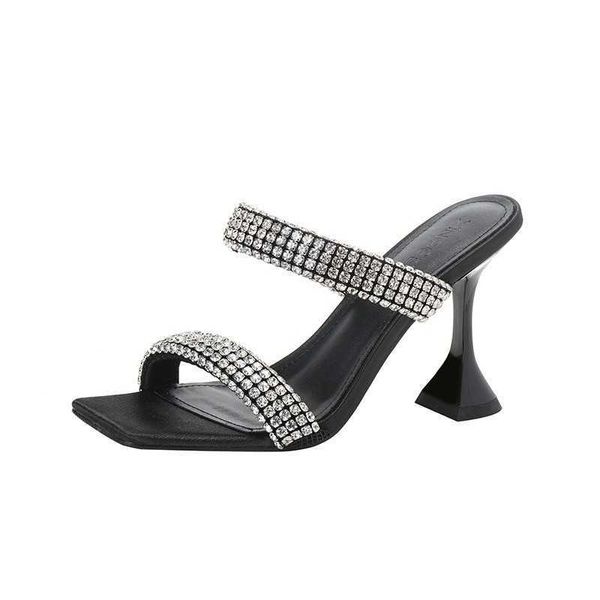 HBP Sandales de luxe à strass et à double bande Stiletto ornées de cristaux, vente en gros, sans marque