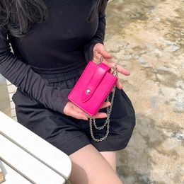 HBP Non-Brand Wholesale Nieuwe Neon Kleurenkaart Portemonnee Mini Chain Purse Messenger Bag Girl Rose Red 4 Slots Dames PU lederen houder