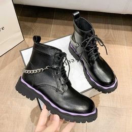 HBP Non-Brand Botas de nieve de invierno para Mujer, cuñas de cuero suave, plataforma de goma con cordones, zapatos sexis Punk para Mujer, Botas para Mujer