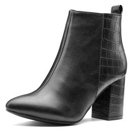 HBP Non-Marque Femme Chunky Heel Boot Bottes À Talons Hauts Zip Down Dressing Boot Imperméable Nouvelles Chaussures À La Mode Pour Dames