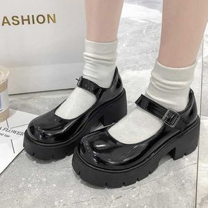 HBP Niet-merk Dames Japanse Mary Jane Schoenen Vintage Meisjes Studenten Lage Dikke Hoge Hak Platform Plus Size Schoenen Dames Hakken Fabrikant