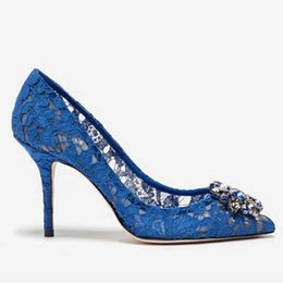 HBP NXY Zapatos de vestir Elegantes Tacones altos de encaje Azul Rojo Blanco Bomba de boda nupcial 08