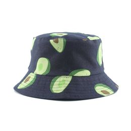 HBP PANAMA 2020 Wide Brim Fruit Print Bucket Bucket For Men Femmes Deux côté réversible du chapeau pêcheur bob Hip Hop Cap chroporceuse P230311