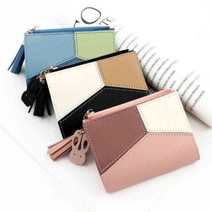 HBP Short Women's Zipper Fastener Wallet Vertical Splicing Color Contrast Tassel veelzijdige verandering Bag 220817