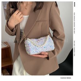 HBP, bolsos de hombro para mujer, nueva moda 2022, bolso de mano con cadena de lentejuelas y perlas, bolso para axilas, billetera de compras, tarjetero