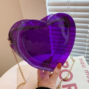 HBP pequeña cadena de mujer transparente bolso en forma de corazón carteras de moda bolso de hombro bolsos de cubo con personalidad