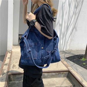 HBP Totes Stuff Sacks Bolsa de compras portátil Gran capacidad Ocio Denim handBag College Wind Harajuku Canvas Shoulder Bag Messenger Bag 221124