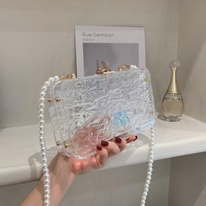 HBP boîte transparente acrylique perle chaîne petit sac carré 2021 Version coréenne de doux fille mode épaule sacs à bandoulière