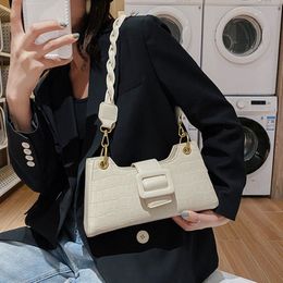 HBP Witte Crossbody Tassen voor Vrouwen Lederen Hobo Handtassen Kleine Draagtas Vrouwelijke Steen Patroon Schouder Messenger Bags Sac Femme 202287N