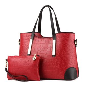 HBP Women 2 Set Handtassen PU Leer Fashion Handtas Schoudertas Zwart Vintage vrouwelijke messengerbag SAC A Main 1024