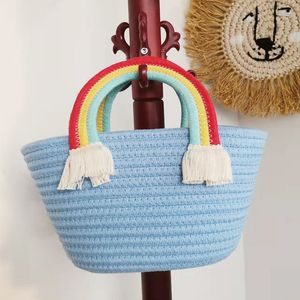 HBP Femmes Sacs Beach Sacs Sacs à main Haut de la mode Top Pursards Rainbow Cloud Straw Bandoulière Sacs à bandoulière Cross Body Fourre-tout Femme Sac Sac à main Porte-monnaie Bleu Bleu