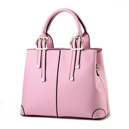 HBP Bolsa feminina bolsa de couro PU bolsa de ombro bolsa feminina estilo simples bolsas cor rosa