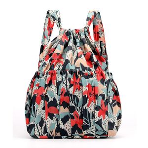 HBP damestas 2022 Nieuwe DrawString Backpack Gedrukte nylon doek opvouwbare tas Bundel Pocketbloem