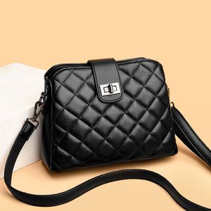 HBP Damestas 2024 nieuwe dames diamanten rooster enkele schouder Zwarte crossbody tas eenvoudig en veelzijdig drielaagse moedertas met grote capaciteit