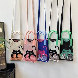 HBP Mini bolso bandolera de silicona para mujer, bolso cruzado para teléfono, bolso de punto con forma de gato, monedero, bolsos de mano pequeños