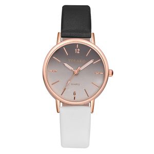 HBP Womens Watch Ultra-Thin Design Fashion Dial Couple horloges Quartz Beweging Lederen band Tweekleurige polshorloges