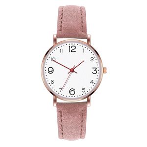 HBP dames horloges Fashion lederen band Quartz Movement Elektronisch horloge Arabische cijfers Dial Casual polshorloges