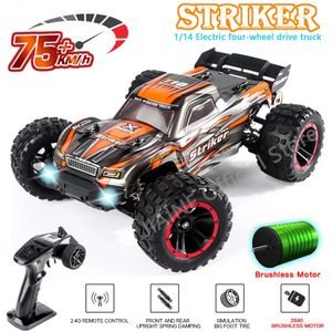 HBX T10 2105A 1 14 75KMH RC auto 4WD borstelloze afstandsbediening High Speed Drift Monster Truck voor kinderen versus Wltoys 144001 speelgoed 240106