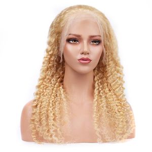 HCDIV 613 cheveux humains Wgis brésilien brut Remy vague profonde 13 4 dentelle avant perruque blond clair perruque usine entière DP 633441