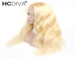 HCDIVA Honey Blonde Perins 613 Blonde Blonde Full Lace Wigs13x4 Lace Front Human Hair Wigs Brazilian Body Wave 150 densité transparente LA6476107