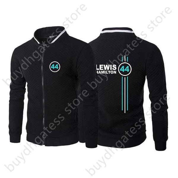 Hcny Sweats à capuche pour hommes 2023/2024 Nouveau F1 Formule 1 Racing Team Sweatshirts Pilote Lewis Hamilton Numérique 44 Imprimé Haute Qualité Peluche Zip Col Montant Veste Hommes Stree