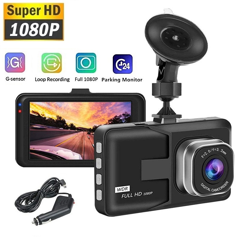 Real HD 1080P Dash Cam Bil DVR Video Recorder Cykelinspelning Inspelare Nattseende Vidvinkel Dashcam Camera Registrar