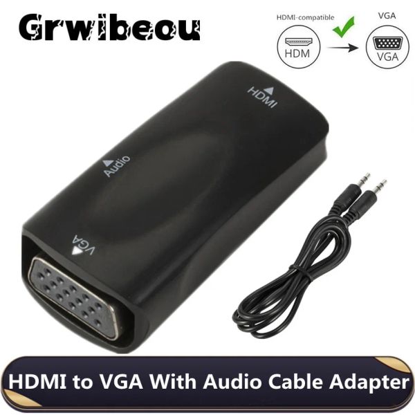HD 1080p HDMI compatible avec l'adaptateur VGA Convertisseur de câble audio féminin pour femme pour ordinateur portable TV Box affichage d'ordinateur projecteur