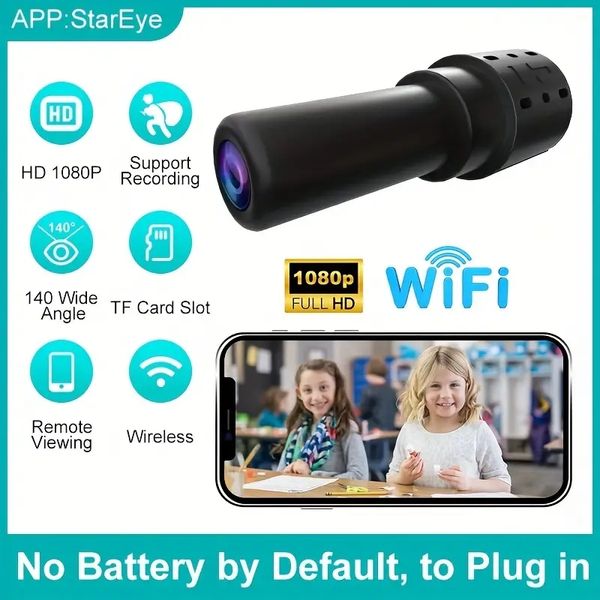 HD 1080P Mini Cámara IP de Wifi Seguridad del hogar Cámara Video Vigilancia Inalámbrica Monitoreo remoto Detección de movimiento 140 Baby Monitor de gran angular 2.4 GHz sin tarjeta SD/TF