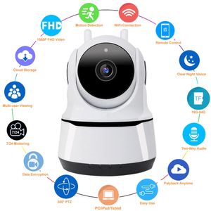 HD 1080P Smart Home WiFi Cámara Indoor IP Seguridad Vigilancia CCTV 360 PTZ Detección de movimiento Baby Pet Monitor WiFi Securite CAM