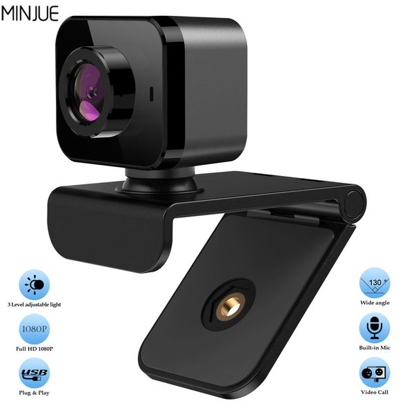 HD 1080P Webcam ordinateur PC WebCam avec Microphone rotatif USB Mini caméras diffusion en direct vidéo appel conférence travail
