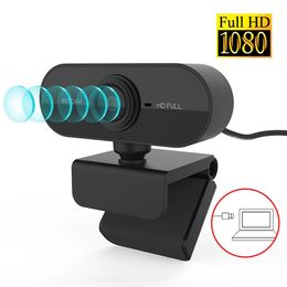 Webcam HD 1080P Mini ordinateur PC caméra Web avec microphone caméras rotatives pour le travail de conférence d'appel vidéo de diffusion en direct câble USB de 1 m