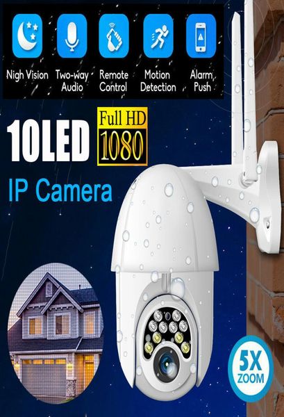 HD 1080P WIFI IP caméra sans fil extérieur CCTV PTZ sécurité à domicile intelligente IR Cam suivi automatique alarme 10 LED téléphone étanche Remo2991217