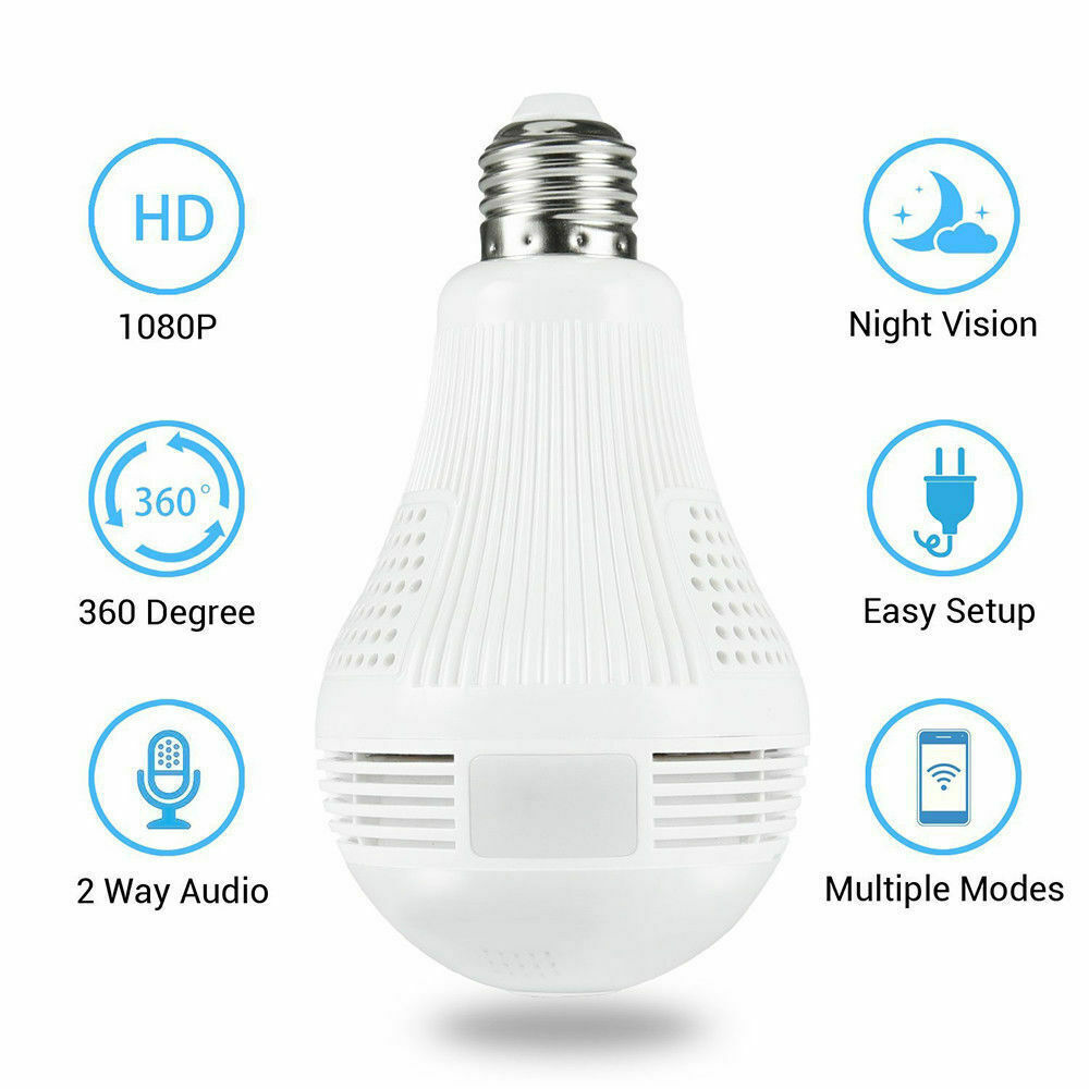 HD 360 Panoramic Wifi 1080P IP Camera Light Bulb Home Security Video Camera Wireless CCTV Surveillance Fisheye Network