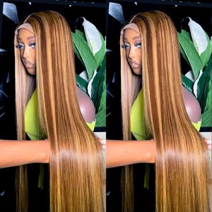 HD 40 Inch Bone Straight Hoogtepunt 13X4 Kant Voor Menselijk Haar 4/27 Ombre 13x6 Kant Frontale honing Blonde Gekleurde Pruiken voor Vrouwen