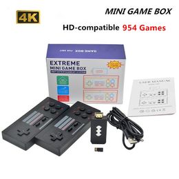 Mini console de jeu vidéo HD 4k 954 intégrée 954 jeux vidéo rétro jeu classique rétro 8 bits avec double sortie de contrôleur sans fil double lecteur pour enfants et adultes
