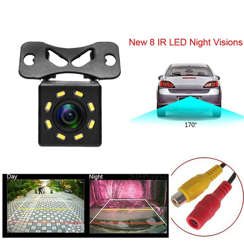 Caméra de recul de voiture HD 8 LED s Vision nocturne caméra de recul universelle 170 caméra de stationnement de secours de voiture grand Angle