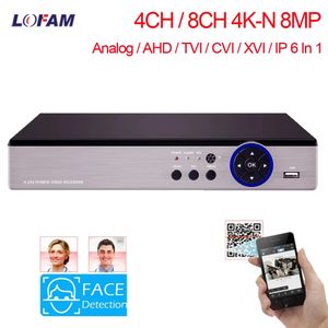 HD 8MP 4K AHD CCTV Video Vigilancia DVR Grabador H265 4CH 8CH Seguridad DVR NVR para AHD IP Kit de sistema de cámara Detección facial 240219