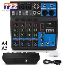 HD A4 A5 Geluidskaart Mixing Console Mixer Professionele Audio 4 5 Kanaals Voor Live Streaming DJ Apparatuur 240110