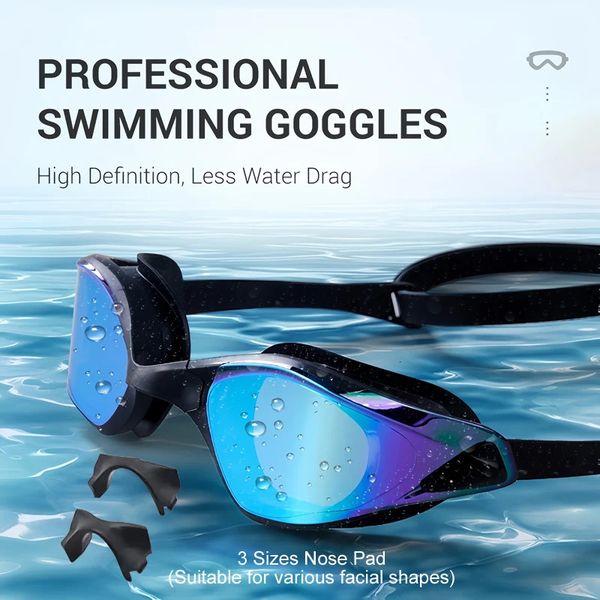 HD Anti Fog Competition Professional Competition Swimmingles Men Femmes Femmes Water Sports Lunets de lunettes Advortables Adult Swim Race Goggles 240411